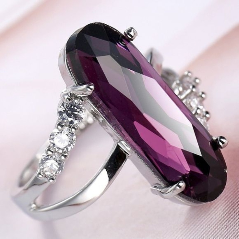 10+ C AMETHYST ~ WH TOPAZ ~ 925 STAMPED STERLING - Picture 1 of 2